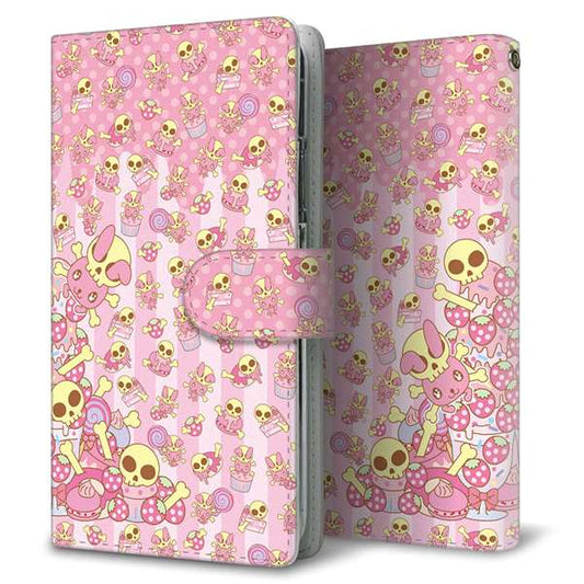 au エクスペリアX パフォーマンス SOV33 高画質仕上げ プリント手帳型ケース(通常型)【AG868 骸骨うさぎとスイーツ ピンク】