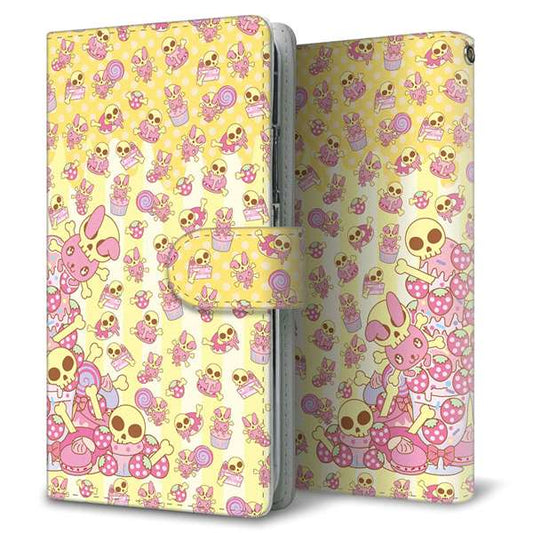 au エクスペリアX パフォーマンス SOV33 高画質仕上げ プリント手帳型ケース(通常型)【AG869 骸骨うさぎとスイーツ イエロー】