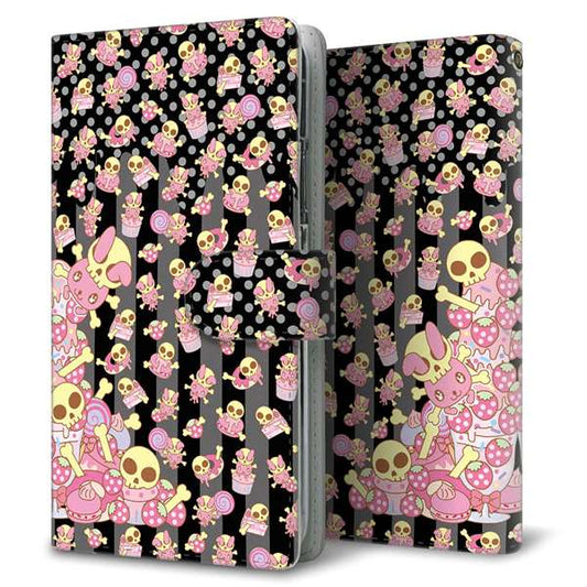 iPhone6 PLUS 高画質仕上げ プリント手帳型ケース(通常型)【AG870 骸骨うさぎとスイーツ ブラック】