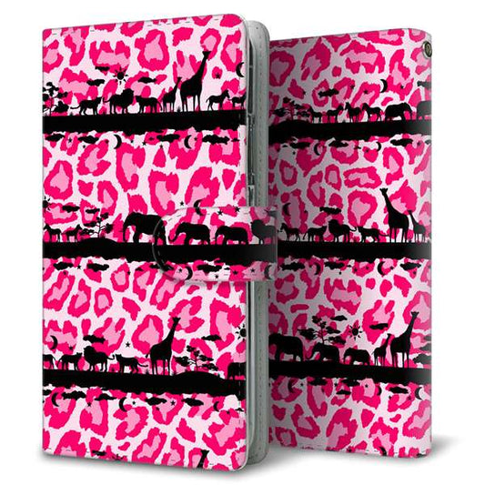 SoftBank アクオス Xx3 506SH 高画質仕上げ プリント手帳型ケース(通常型)【AG875 サバンナアニマルヒョウ柄（ピンク×黒）】