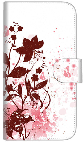 iPhone6 PLUS 高画質仕上げ プリント手帳型ケース(通常型)【EK914  赤い花と蝶】