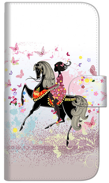 iPhone6 PLUS 高画質仕上げ プリント手帳型ケース(通常型)【EK916  馬と蝶と少女】