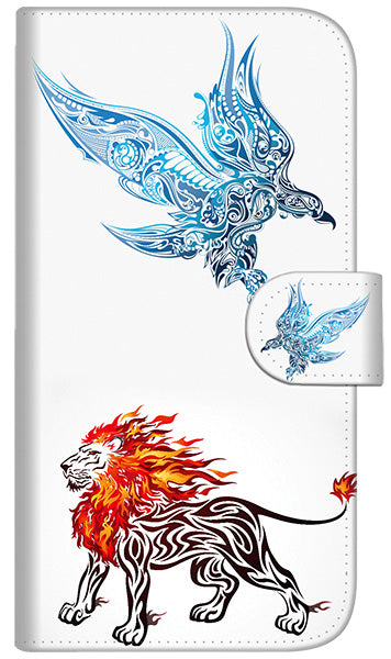 iPhone6 PLUS 高画質仕上げ プリント手帳型ケース(通常型)【EK917  氷の鳥と炎の獅子】