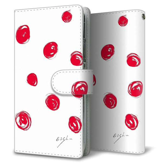 Y!mobile LG Q Stylus 801LG 高画質仕上げ プリント手帳型ケース(通常型)【OE836 手描きシンプル ホワイト×レッド】