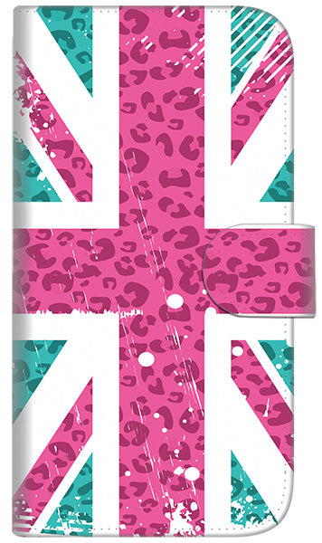 iPhone6 PLUS 高画質仕上げ プリント手帳型ケース(通常型)【SC807 ユニオンジャック ピンクヒョウ柄】