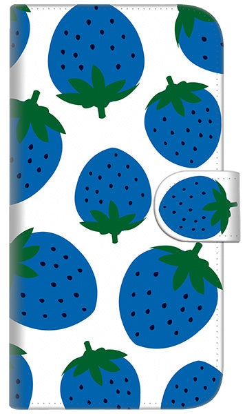 iPhone6 PLUS 高画質仕上げ プリント手帳型ケース(通常型)【SC817 大きいイチゴ模様 ブルー】