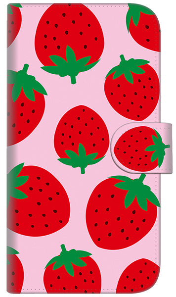 iPhone6 PLUS 高画質仕上げ プリント手帳型ケース(通常型)【SC820 大きいイチゴ模様レッドとピンク】