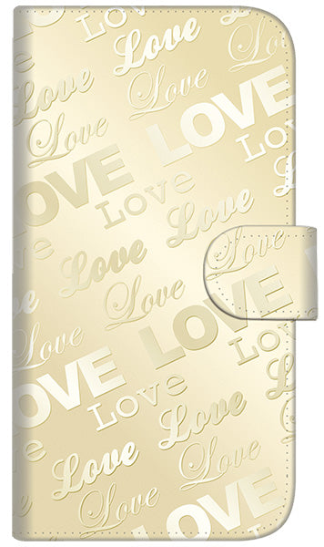 iPhone6 PLUS 高画質仕上げ プリント手帳型ケース(通常型)【SC840 エンボス風LOVEリンク（ヌーディーベージュ）】