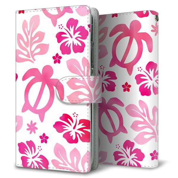 DIGNO BX2 A101KC SoftBank 高画質仕上げ プリント手帳型ケース(通常型)【SC879 ハワイアンアロハホヌ（ピンク）】