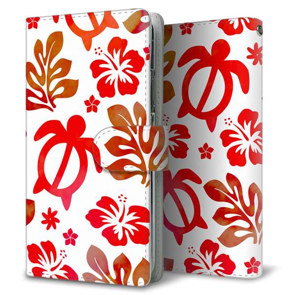 iPhone14 Pro Max 高画質仕上げ プリント手帳型ケース(通常型)【SC881 ハワイアンアロハホヌ（レッド）】