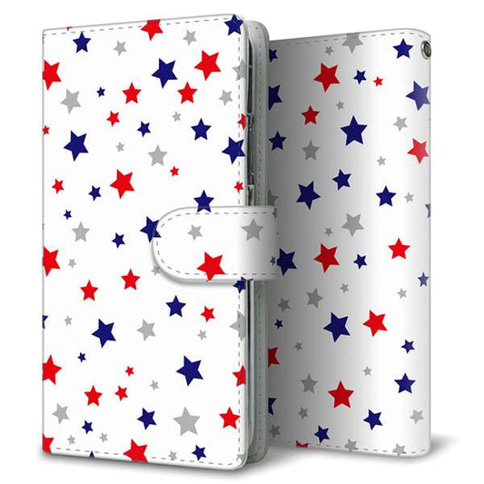 SIMフリー アクオスセンス4 高画質仕上げ プリント手帳型ケース(通常型)【SC901 星柄プリント（ホワイト）】