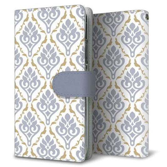 docomo ギャラクシーS7エッジ SC-02H 高画質仕上げ プリント手帳型ケース(通常型)【SC910 ダマスク柄 ペールトーン（ブルー）】