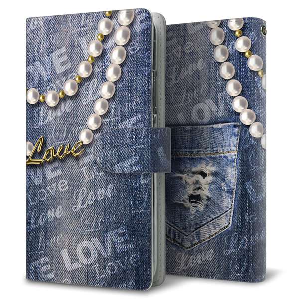 iPhone XR 高画質仕上げ プリント手帳型ケース(通常型)【SC917 ダメージデニム パール】