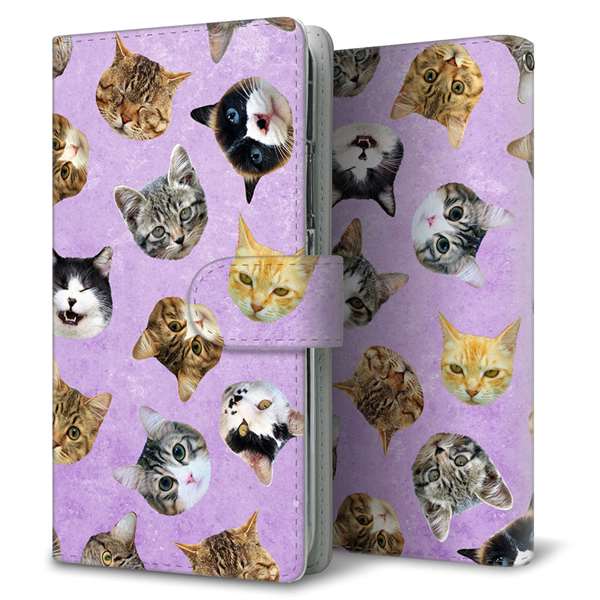 au HUAWEI（ファーウェイ） P30 lite Premium HWV33 高画質仕上げ プリント手帳型ケース(通常型)【SC936 ねこどっと（パープル）】