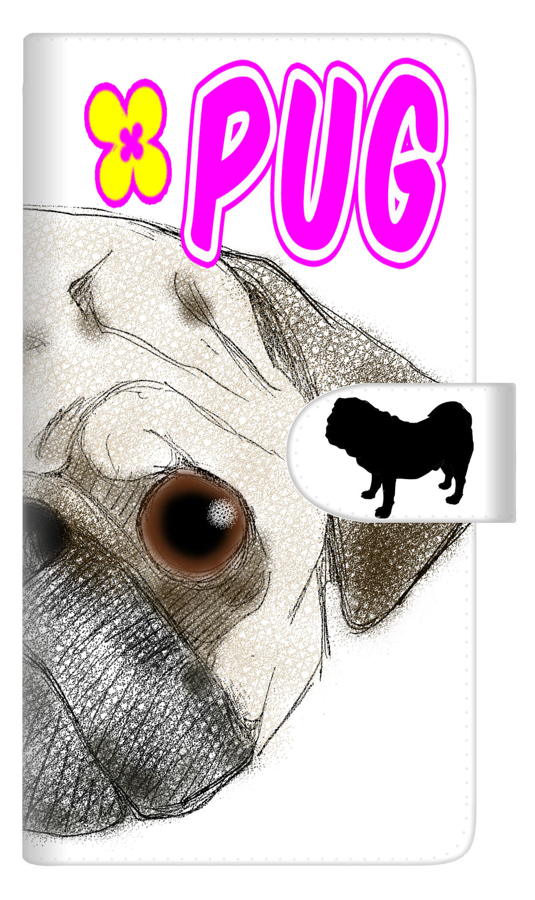 iPhone6 PLUS 高画質仕上げ プリント手帳型ケース(通常型)【YD855 パグ01】