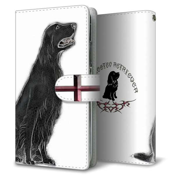 Xperia Ace III SOG08 au 高画質仕上げ プリント手帳型ケース(通常型)【YD983 フラットコーテッドレトリバー02】