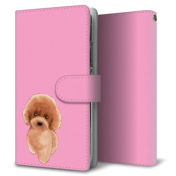 AQUOS sense5G SHG03 au 高画質仕上げ プリント手帳型ケース(通常型)トイプードルレッド