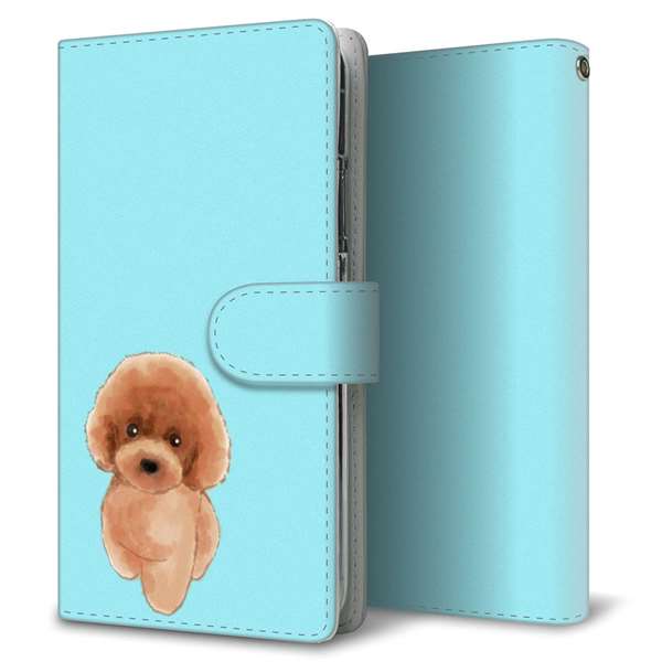 OPPO Reno7 A 高画質仕上げ プリント手帳型ケース(通常型)【YJ050 トイプードルレッド（ブルー）】