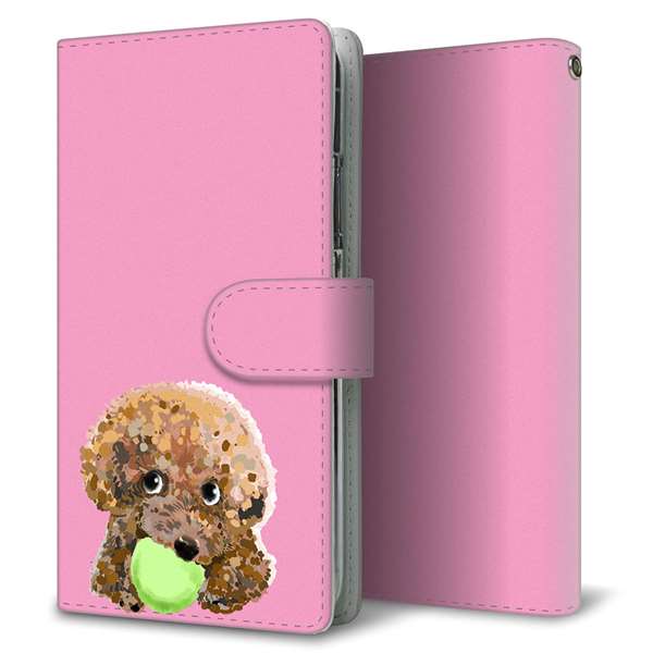 Xperia 5 III SOG05 au 高画質仕上げ プリント手帳型ケース(通常型)【YJ053 トイプードル＆ボール（ピンク）】