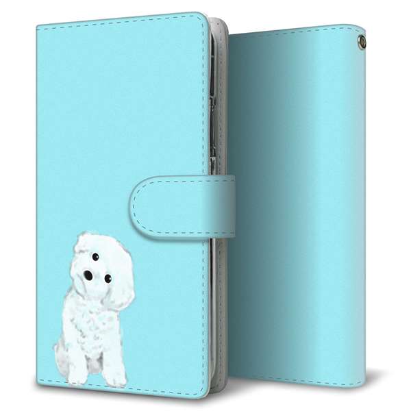 AQUOS sense7 SH-M24 楽天モバイル 高画質仕上げ プリント手帳型ケース(通常型)【YJ070 トイプードルホワイト（ブルー）】