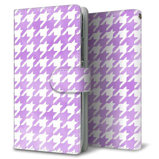 Xperia 5 III SOG05 au 高画質仕上げ プリント手帳型ケース(通常型)【YJ233 千鳥格子（パープル）】