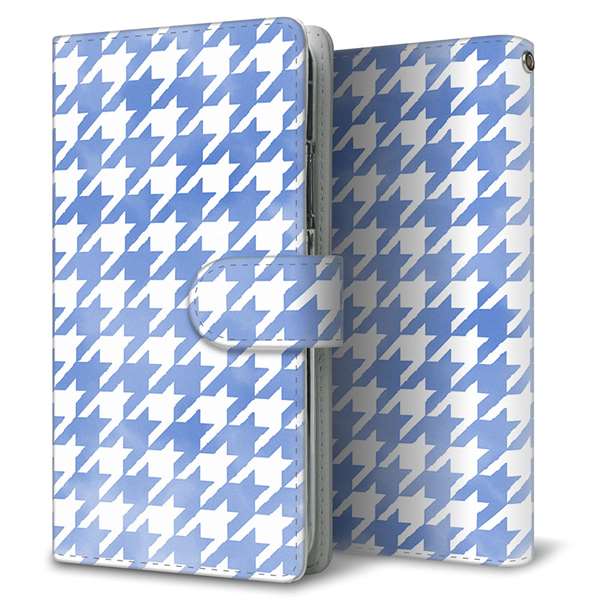 HUAWEI（ファーウェイ） P40 lite E ART-L29N 高画質仕上げ プリント手帳型ケース(通常型)【YJ234 千鳥格子（ライトブルー）】