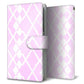 AQUOS wish SHG06 au 高画質仕上げ プリント手帳型ケース(通常型)【YJ237 アーガイル（うすピンク）】
