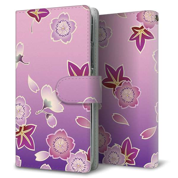 au ギャラクシー S10+ SCV42 高画質仕上げ プリント手帳型ケース(通常型)【YJ324 和柄 桜 もみじ】