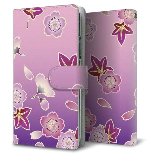 Xperia 5 III SOG05 au 高画質仕上げ プリント手帳型ケース(通常型)【YJ324 和柄 桜 もみじ】