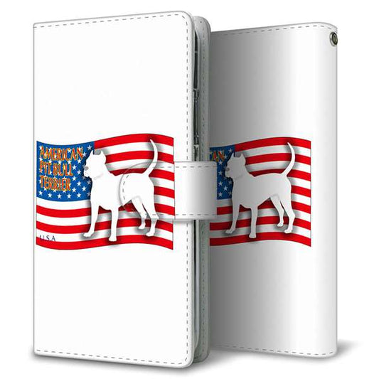 かんたんスマホ3 A205KC Y!mobile 高画質仕上げ プリント手帳型ケース(通常型)アメリカ国旗と犬