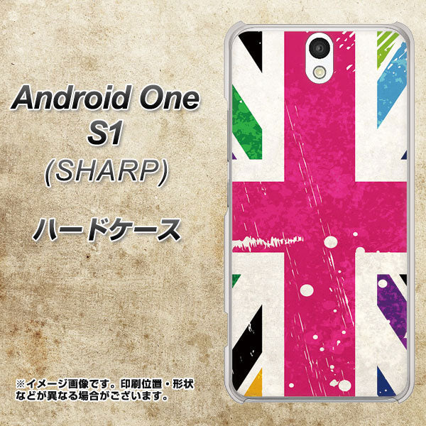 Y!mobile アンドロイドワン S1 高画質仕上げ 背面印刷 ハードケース【SC806 ユニオンジャック ピンクビンテージ】
