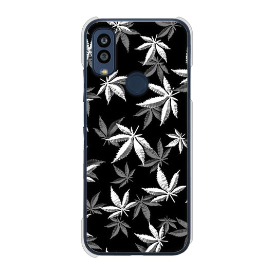 Android One S10 Y!mobile 高画質仕上げ 背面印刷 ハードケース 【064 モノトーン大麻ブラック】