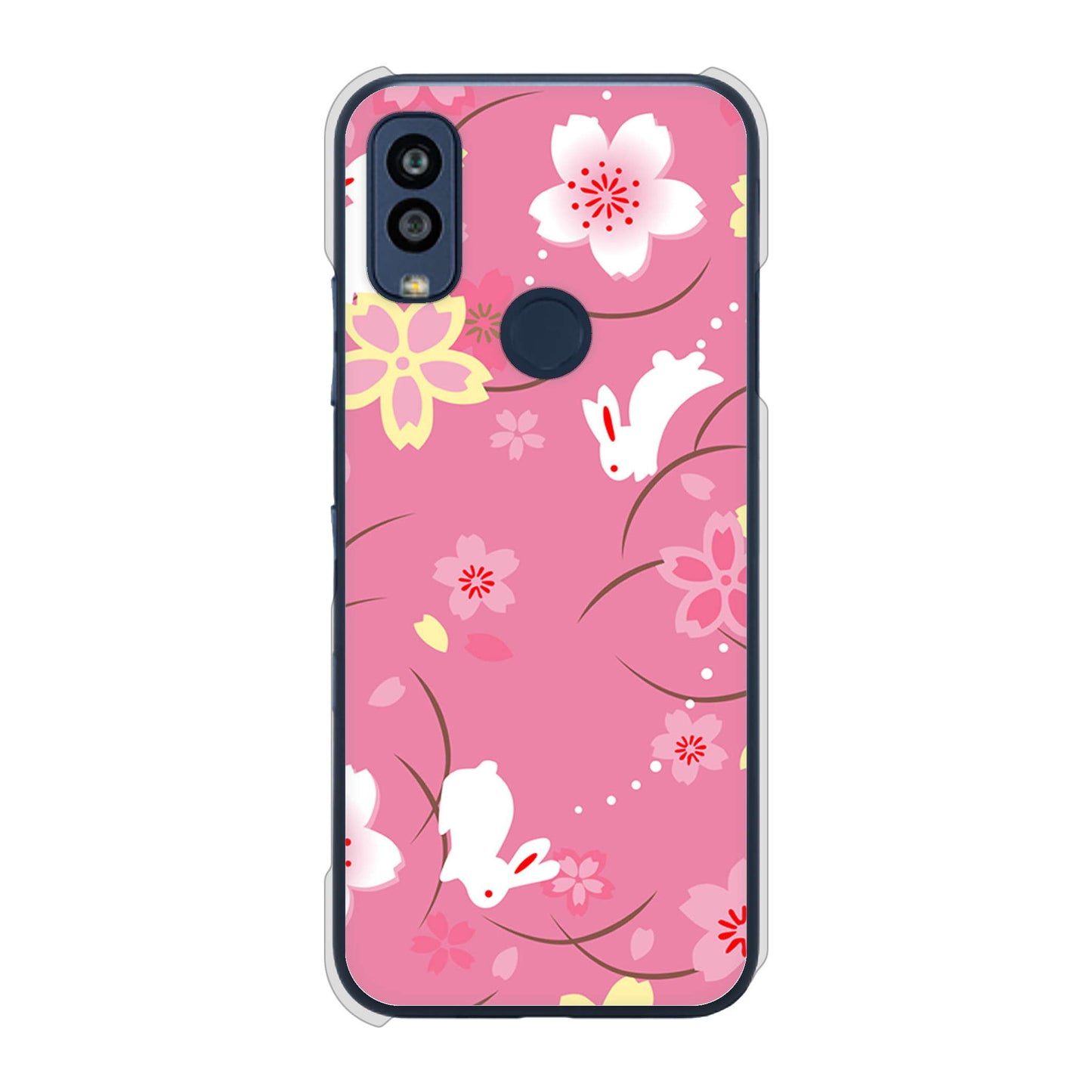 Android One S10 Y!mobile 149 桜と白うさぎ ハードケース 背面印刷