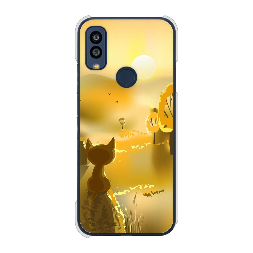 Android One S10 Y!mobile 高画質仕上げ 背面印刷 ハードケース 【400 たそがれの猫】