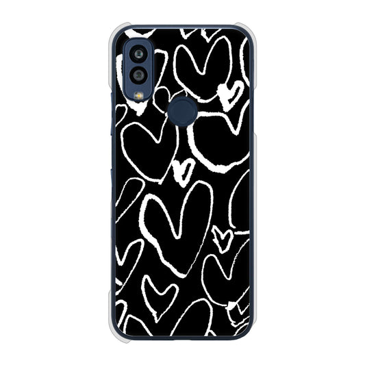 Android One S10 Y!mobile 高画質仕上げ 背面印刷 ハードケース 【1124 ハート BK＆WH】