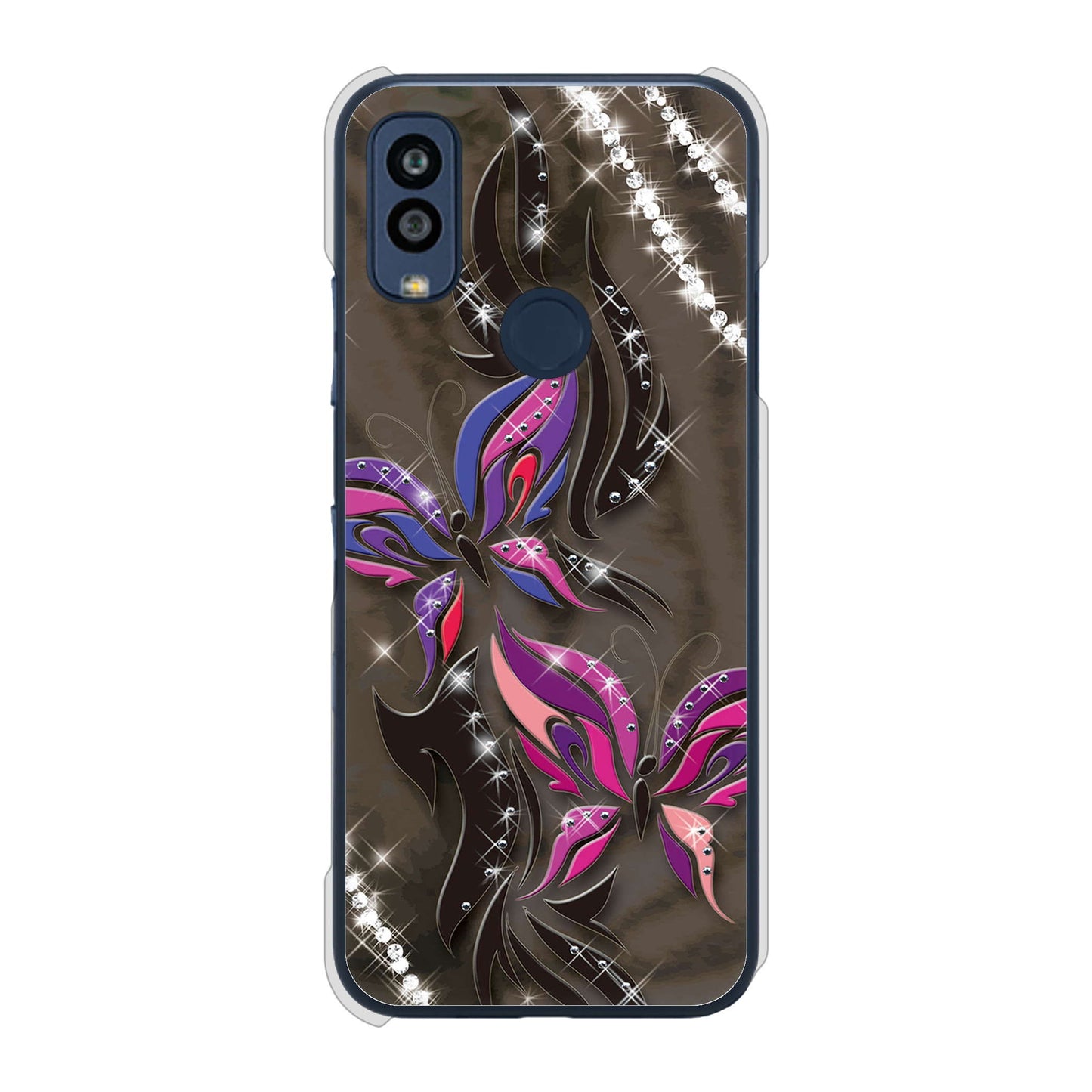 Android One S10 Y!mobile 高画質仕上げ 背面印刷 ハードケース 【1164 キラめくストーンと蝶】