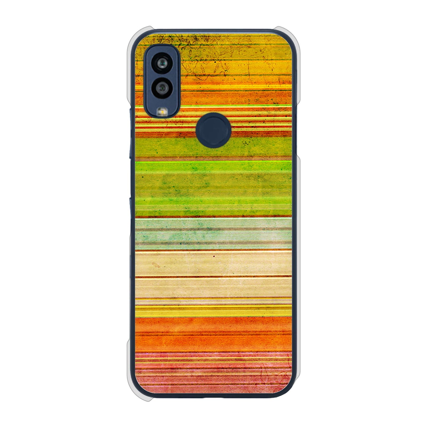 Android One S10 Y!mobile 高画質仕上げ 背面印刷 ハードケース 【1324 ビンテージボーダー（色彩）】