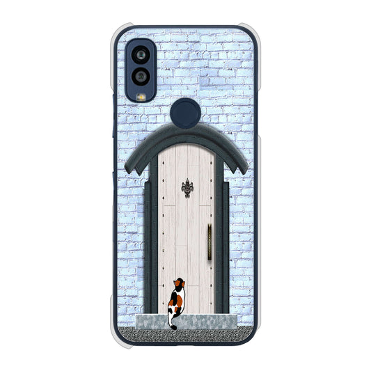 Android One S10 Y!mobile 高画質仕上げ 背面印刷 ハードケース 猫とドア