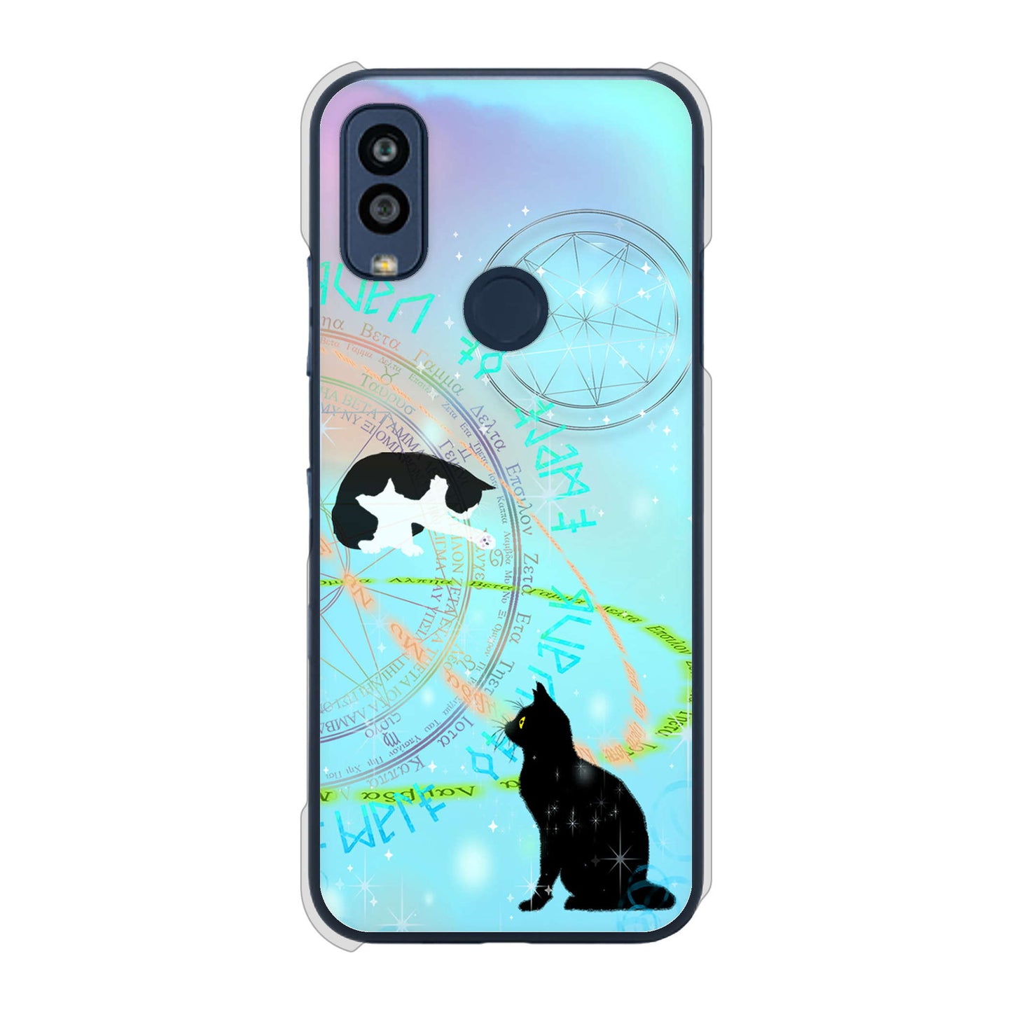 Android One S10 Y!mobile 高画質仕上げ 背面印刷 ハードケース 魔法陣猫