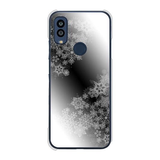 Android One S10 Y!mobile 高画質仕上げ 背面印刷 ハードケース 【YJ340 モノトーン 雪の結晶 】