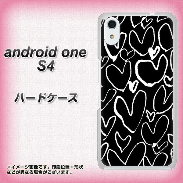 Android One S4 高画質仕上げ 背面印刷 ハードケース【1124 ハート BK＆WH】