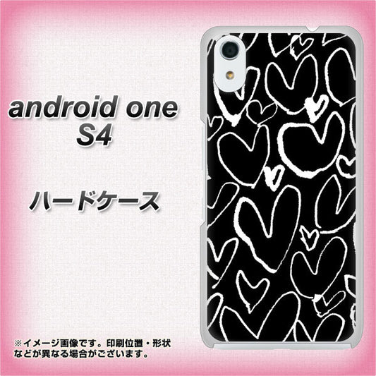 Android One S4 高画質仕上げ 背面印刷 ハードケース【1124 ハート BK＆WH】