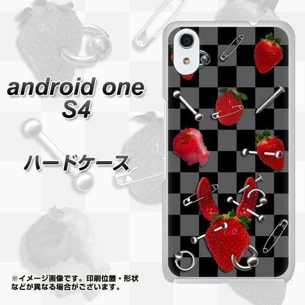 Android One S4 高画質仕上げ 背面印刷 ハードケース【AG833 苺パンク（黒）】