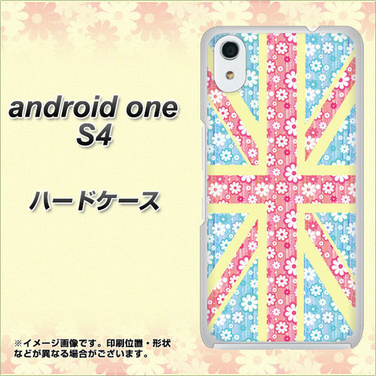 Android One S4 高画質仕上げ 背面印刷 ハードケース【EK895 ユニオンジャックパステルフラワー】