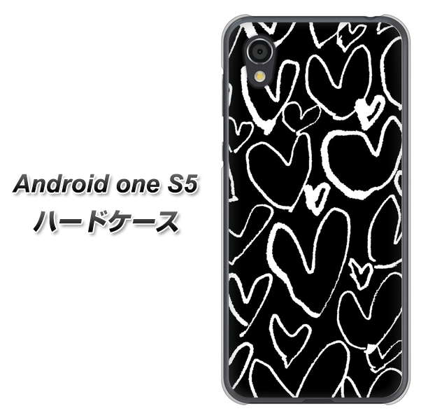 Android One S5 高画質仕上げ 背面印刷 ハードケース【1124 ハート BK＆WH】