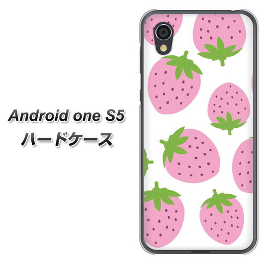 Android One S5 高画質仕上げ 背面印刷 ハードケース【SC816 大きいイチゴ模様 ピンク】