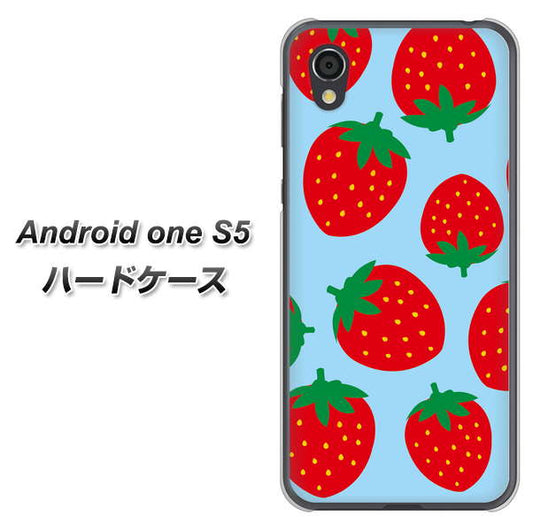 Android One S5 高画質仕上げ 背面印刷 ハードケース【SC821 大きいイチゴ模様レッドとブルー】