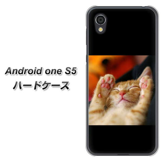 Android One S5 高画質仕上げ 背面印刷 ハードケース【VA804 爆睡するネコ】