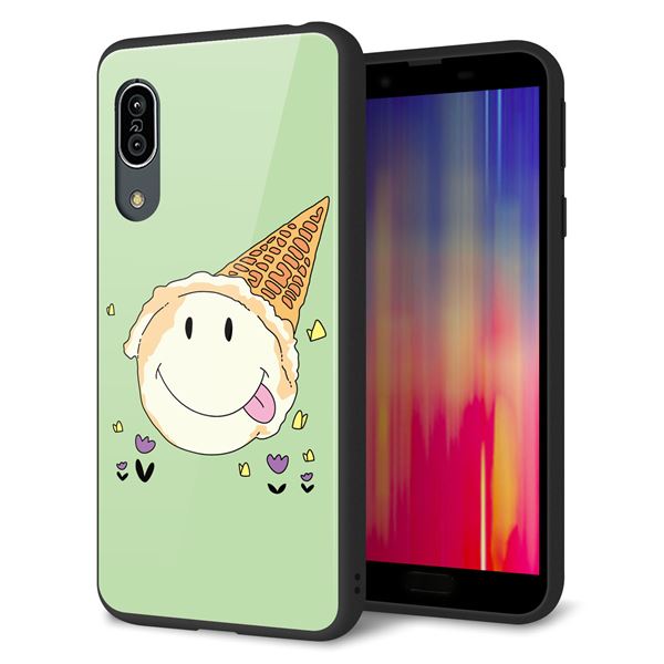 Andoroid One S7 強化ガラス＆TPUスマホケース ガラプリ【MA902 アイスクリーム】