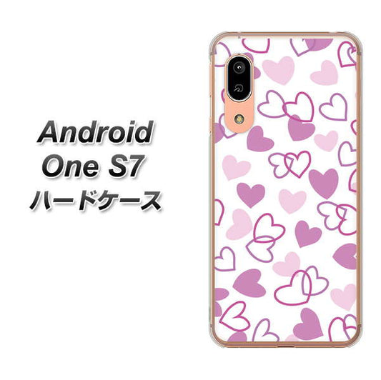 Andoroid One S7 高画質仕上げ 背面印刷 ハードケース【VA928 ハートがいっぱい パープル】